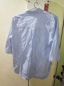 Embroidered Striped Button-Up Shirt