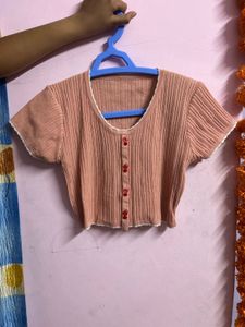Cute Pink Ribbed Crop Top