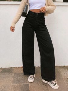 High Waisted Black Wide Leg Jeans