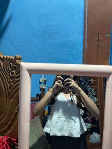 White Eyelet Peplum Tank