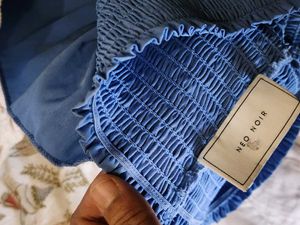 Light Blue Ruffled Mini Skirt