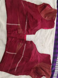 Maroon Woven Silk Saree with blouse