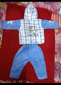 Cute Baby Blue Fleece Set