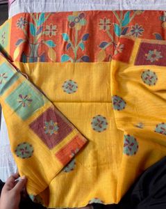New Vibrant Cotton Saree with Blouse (Women’s