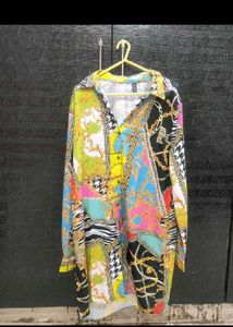 Colorful Printed Long Sleeve Shirt Dress