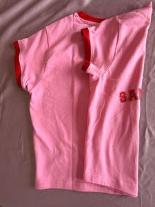 Pink Santa Monica Crew Ringer Tee