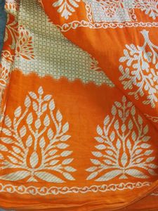 new trendy women Orange Saree with Traditional