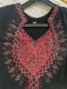 Embroidered Black Tunic Top