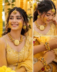 Yellow Floral haldi Jewellery Set