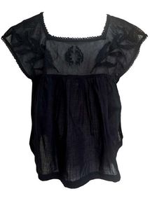 Elegant Black Embroidered Blouse