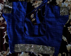 Royal Blue Embroidered Saree