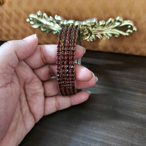 Elegant Set of 4 Red Stone Bangles