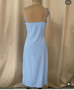 Elegant Light Blue Satin Slip Dress