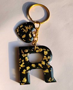 Handmade 'R' Letter Resin Keychain
