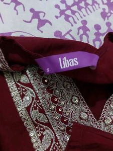 Elegant Maroon Kurta with Embellished Neckline