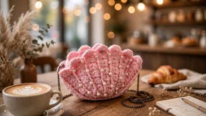 Handmade Pink Seashell Clutch or bag