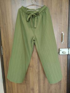 Pleated Palazzos with Tie-Up Waist