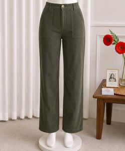 Olive Corduroy Wide Leg Pants