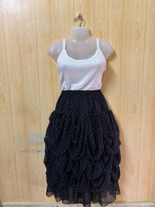 Y2K  Polka Dot Ruffle Designer  Skirt