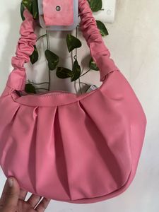 Chic Ruched Pink Handbag