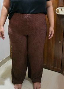H&amp;M Brown Textured Wide Leg Pants