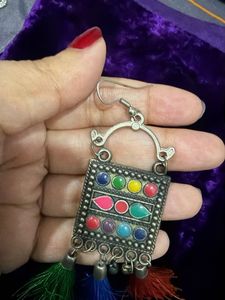 Boho Tassel Earrings with Colorful Stones