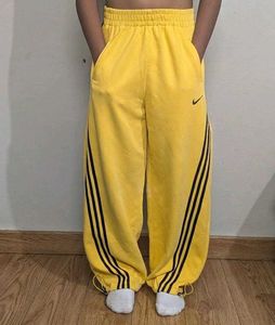 Yellow baggy Sweatpants with Black Stripes