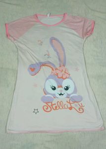 Cute Bunny Print Night Dress