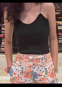 Black Ribbed Spaghetti Strap Tank Top