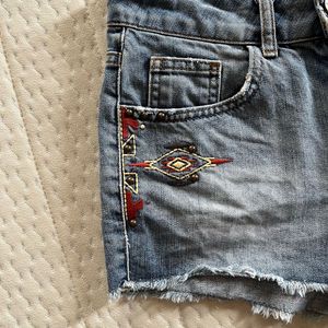 Vintage Bershka Embroidered Denim Shorts