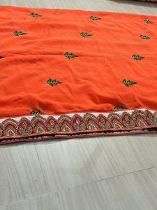 Orange Odhni With Pink Lehanga