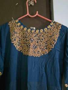 Embroidered Blue Maxi Dress