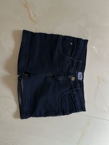 Dark Wash Cuffed Denim Shorts