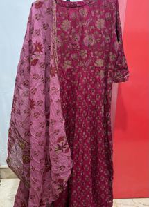 Beautiful Pink Floral Kurta Set with dupatta