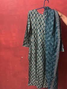 Green Printed Kurta Set with Dupatta