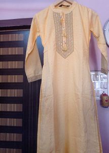 Elegant Yellow Embroidered Kurta suit set