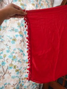 Coral Tunic Top with Pom-Poms