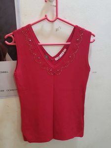 SALE 50%off🚨V-Neck Embellished Red Tank Top