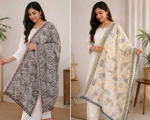 Boho Embroidered Dupatta set of 2