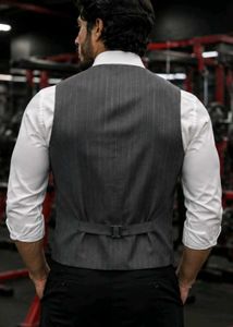 Men's Grey Pinstripe Vest
