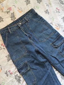 Blue Denim Cargo Jeans