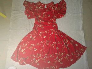 Chic Red Floral Print Dress