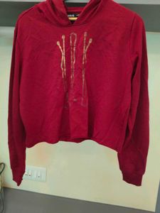 Red Cropped Hoodie
