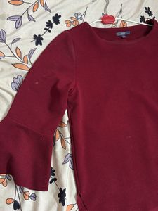 Maroon Bell Sleeve Top