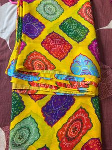 Holi color Vibrant Yellow Printed Saree