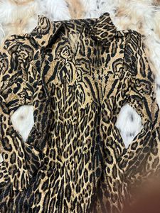 RARE Y2K Vintage Animal Print Mock Neck Top