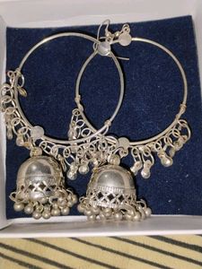 Combo of Silver Jhumka and Gold Bracelet