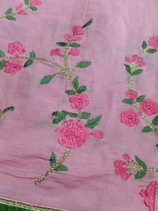 Unstitched Pink Embroidered garara Set