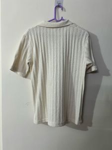 Cream Textured Polo Shirt