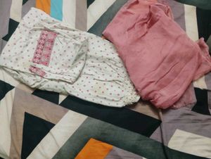Naira cut Pink Polka Dot Kurta Set